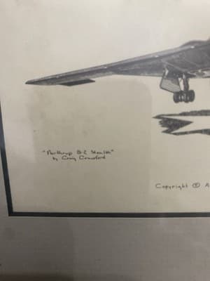 Northrup B2 Charcoal Drawing Signed By Craig Crawford 8X6 Framed - Thumbnail 4