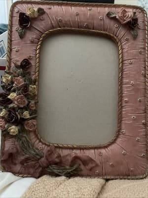 Picture Frame Floral Resin 5x7 VTG Style Pink Roses 3D Cottagecore