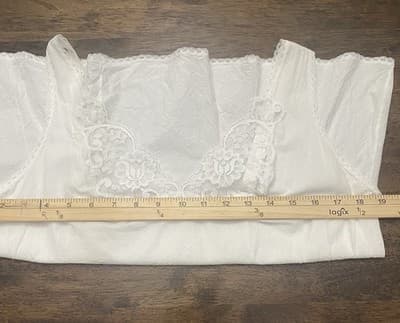 White Cotton Camisole Adjustable Straps and Lace CottageCore Minimalist - Thumbnail 4