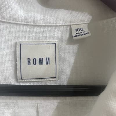 ROWM Shirt Mens XL White Button Down Short Sleeve Cotton Casual - Thumbnail 2