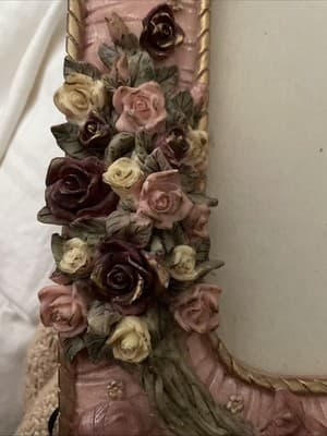 Picture Frame Floral Resin 5x7 VTG Style Pink Roses 3D Cottagecore - Thumbnail 4