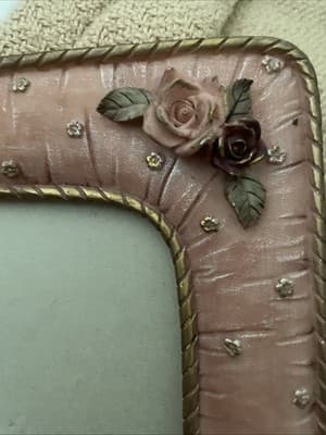 Picture Frame Floral Resin 5x7 VTG Style Pink Roses 3D Cottagecore - Thumbnail 3