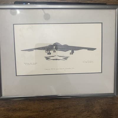 Northrup B2 Charcoal Drawing Signed By Craig Crawford 8X6 Framed - Thumbnail 9