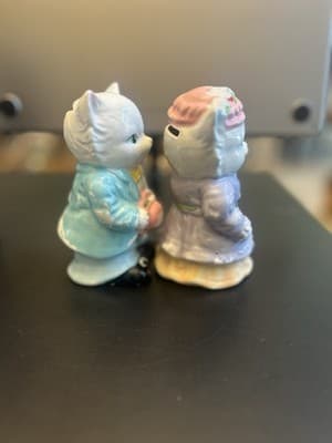 Set Of 2 Ceramic Boy Girl Cat Piggy Bank Japan Vintage Colorful Victorian 5” - Thumbnail 4