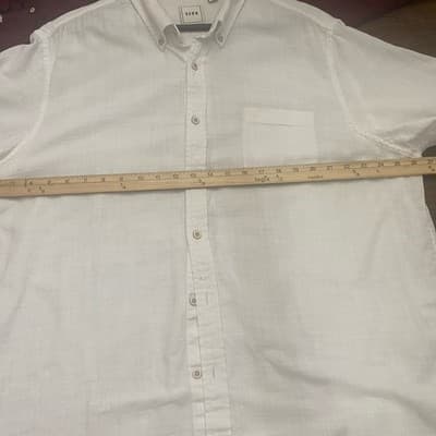 ROWM Shirt Mens XL White Button Down Short Sleeve Cotton Casual - Thumbnail 5