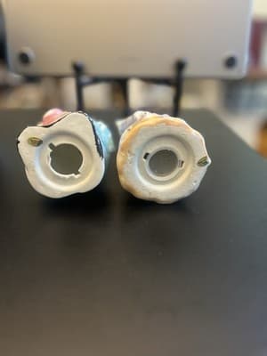 Set Of 2 Ceramic Boy Girl Cat Piggy Bank Japan Vintage Colorful Victorian 5” - Thumbnail 5