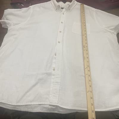 ROWM Shirt Mens XL White Button Down Short Sleeve Cotton Casual - Thumbnail 7