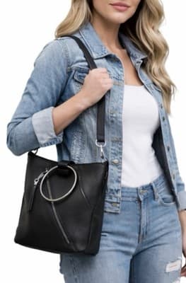 Joe’s Biker Vegan Leather Black Crossbody shoulderBag Gothic Grunge Magnetic Cls - Thumbnail 2