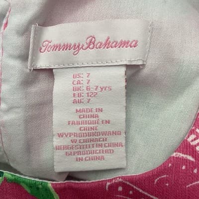 Tommy Bahama Dress Girls Size 7 Pink Sea Turtle Print Shift Preppy Beach POCKETS - Thumbnail 3