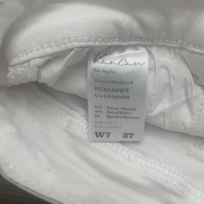 KanCan Womens White Wide Flare Jeans Size 7 W27 9 In Rise Stretch Boho Trendy - Thumbnail 9