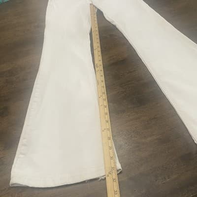 KanCan Womens White Wide Flare Jeans Size 7 W27 9 In Rise Stretch Boho Trendy - Thumbnail 4