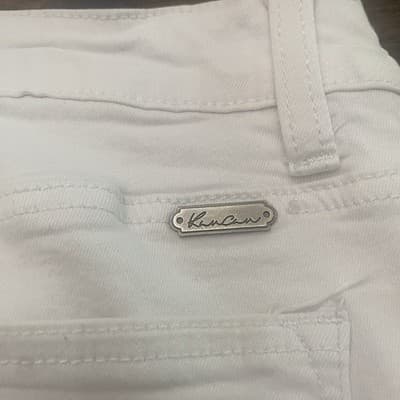 KanCan Womens White Wide Flare Jeans Size 7 W27 9 In Rise Stretch Boho Trendy - Thumbnail 10