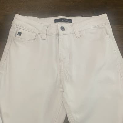KanCan Womens White Wide Flare Jeans Size 7 W27 9 In Rise Stretch Boho Trendy - Thumbnail 6