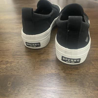 Sperry Top-Sider Ladies 6.5 Platform Slip On Sneakers Memory Foam Comfort Black - Thumbnail 6