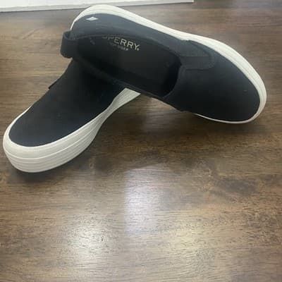 Sperry Top-Sider Ladies 6.5 Platform Slip On Sneakers Memory Foam Comfort Black - Thumbnail 3