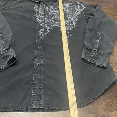 Affliction Y2K MMA GrungeGothic BikerOutlaw Button Up Long Sleeve Shirt Mens 3XL - Thumbnail 4
