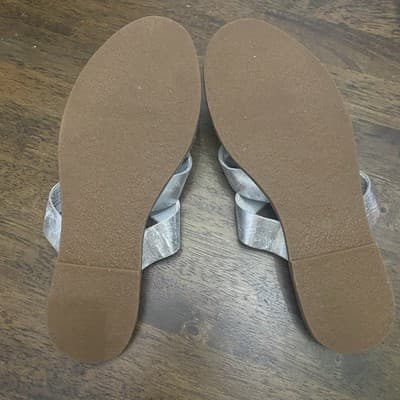 Madewell Sandals The Boardwalk Leather Slides Sz 7 Silver Metallic - Thumbnail 5