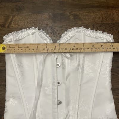 White Corset Lace Up Scalloped Hem Bustier Sz XS Bride Fairy Sexy Siren - Thumbnail 3