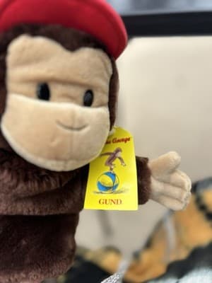 Curious George 10.5” Plush Hand Puppet Monkey Chimp GUND Vintage NWT - Thumbnail 2
