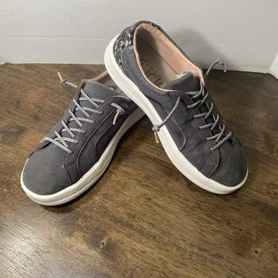 Hey Dude Karina Joy Women's Slip-On Sneakers, Stone Grey Bungee Laces Sz 8 - Thumbnail 2