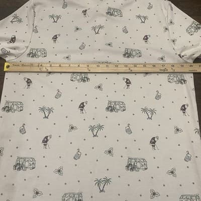 Travis Mathew Polo Men's Large Golf Off White Christmas Santa All Over Print - Thumbnail 3
