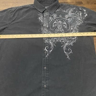 Affliction Y2K MMA GrungeGothic BikerOutlaw Button Up Long Sleeve Shirt Mens 3XL - Thumbnail 5