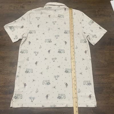 Travis Mathew Polo Men's Large Golf Off White Christmas Santa All Over Print - Thumbnail 2