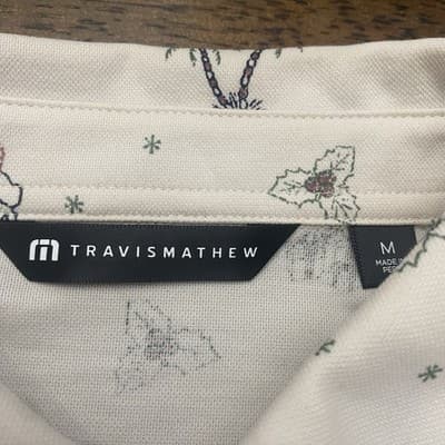 Travis Mathew Polo Men's Large Golf Off White Christmas Santa All Over Print - Thumbnail 5