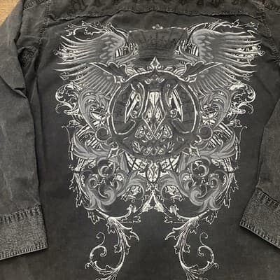 Affliction Y2K MMA GrungeGothic BikerOutlaw Button Up Long Sleeve Shirt Mens 3XL - Thumbnail 7