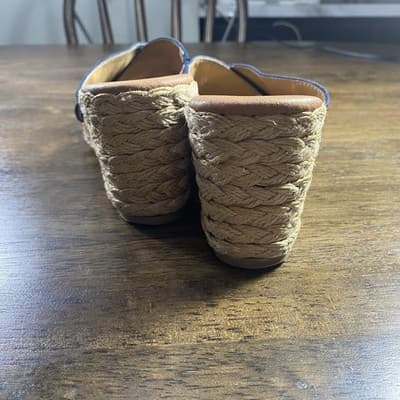 Tommy Bahama Suede Cross Strap Wedge Slip On Sandals Navy Sz 8 Comfort - Thumbnail 6