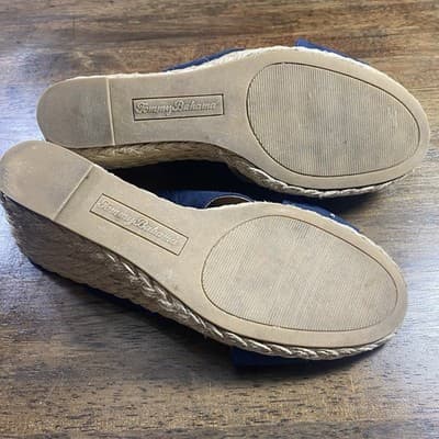 Tommy Bahama Suede Cross Strap Wedge Slip On Sandals Navy Sz 8 Comfort - Thumbnail 7