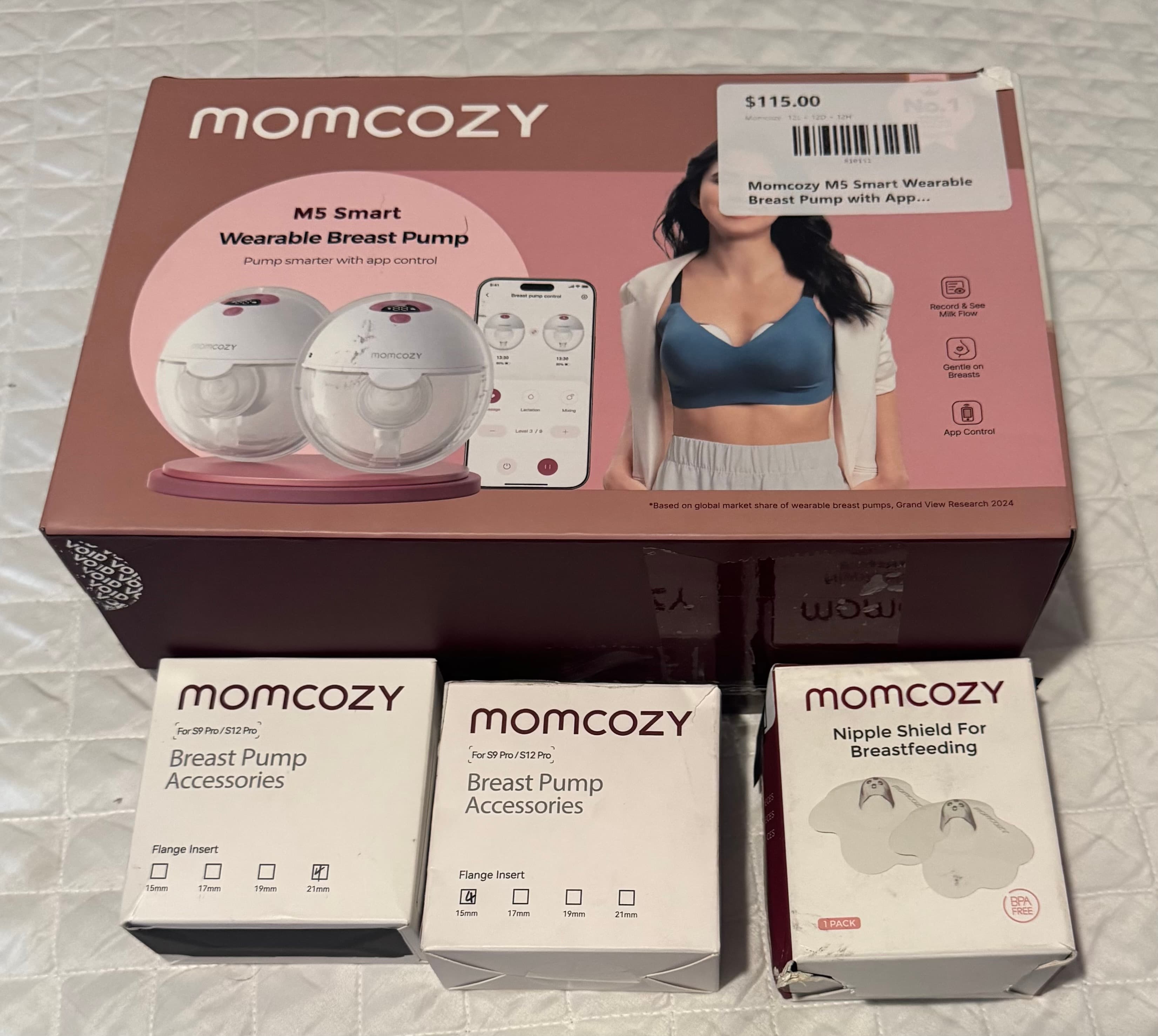 Momcozy M5 Smart Wearable Breast Pump kit with App Control