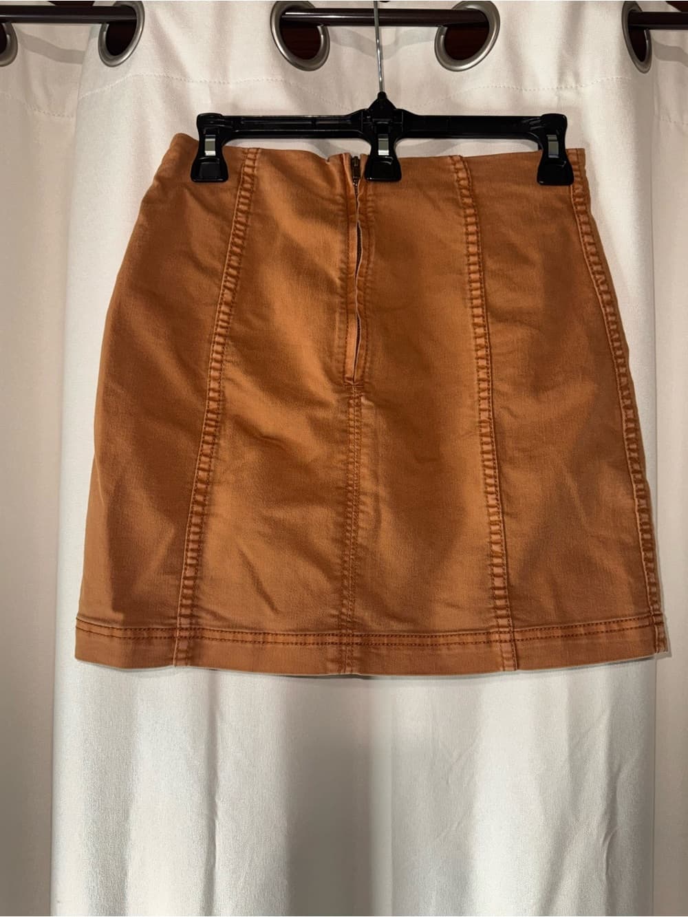 Free People Burnt Orange Panel Mini Skirt zip back spring summer size 4 - Thumbnail 2