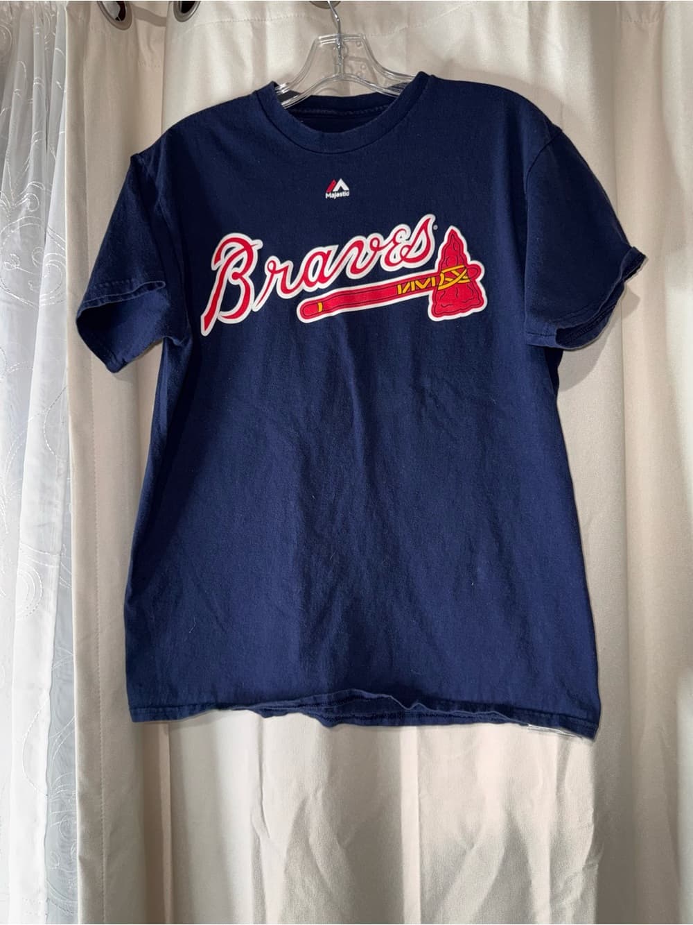 Majestic Navy Braves Short Sleeve Tee with Red & White Logo INCIARTE 11 size M - Thumbnail 4