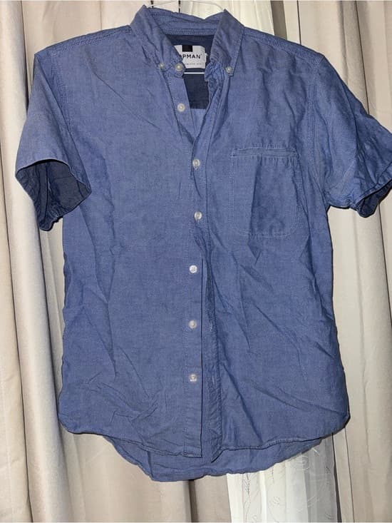 Topman Men's Short-Sleeve Button-Down Shirt in Denim Blue - Thumbnail 3