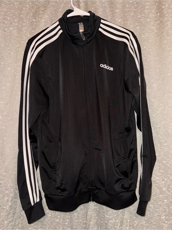 adidas Black Track Jacket medium with White Three-Stripes Athletic wear active - Thumbnail 6