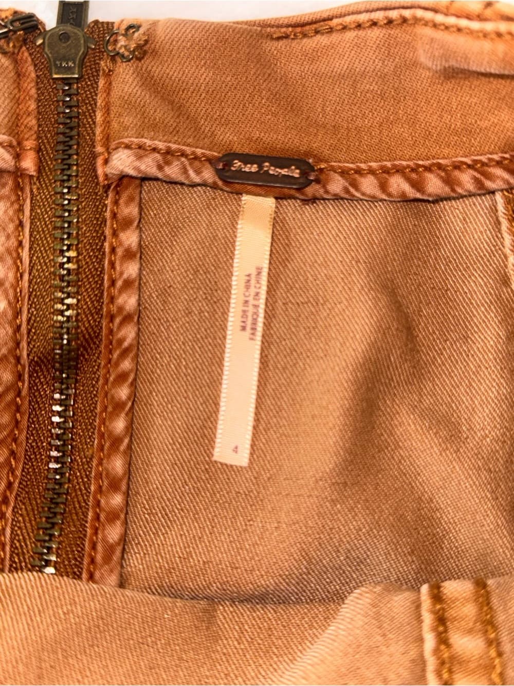 Free People Burnt Orange Panel Mini Skirt zip back spring summer size 4 - Thumbnail 3