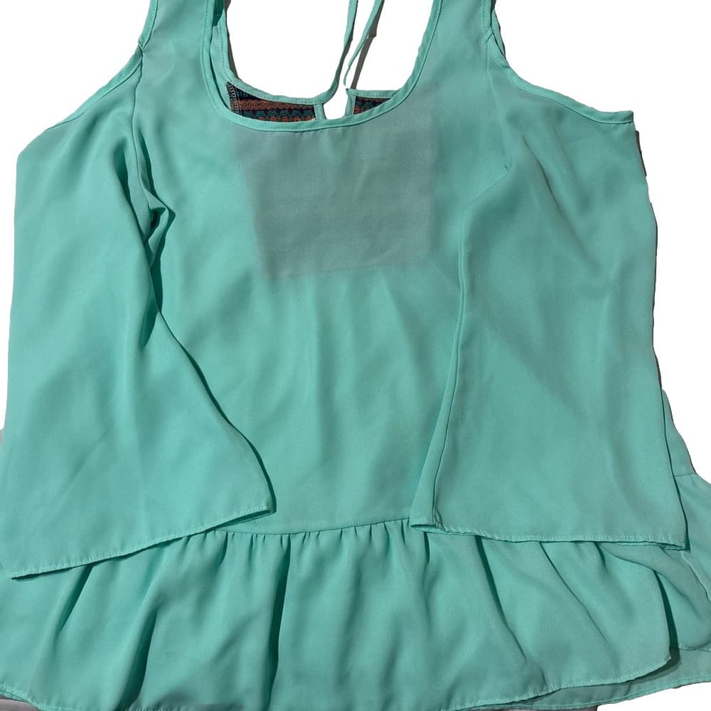 Charming Charlie Mint Cold-Shoulder Peasant Top with Embroidered Yoke - Thumbnail 2