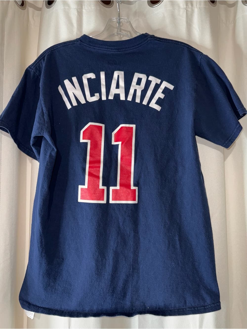 Majestic Navy Braves Short Sleeve Tee with Red & White Logo INCIARTE 11 size M - Thumbnail 2