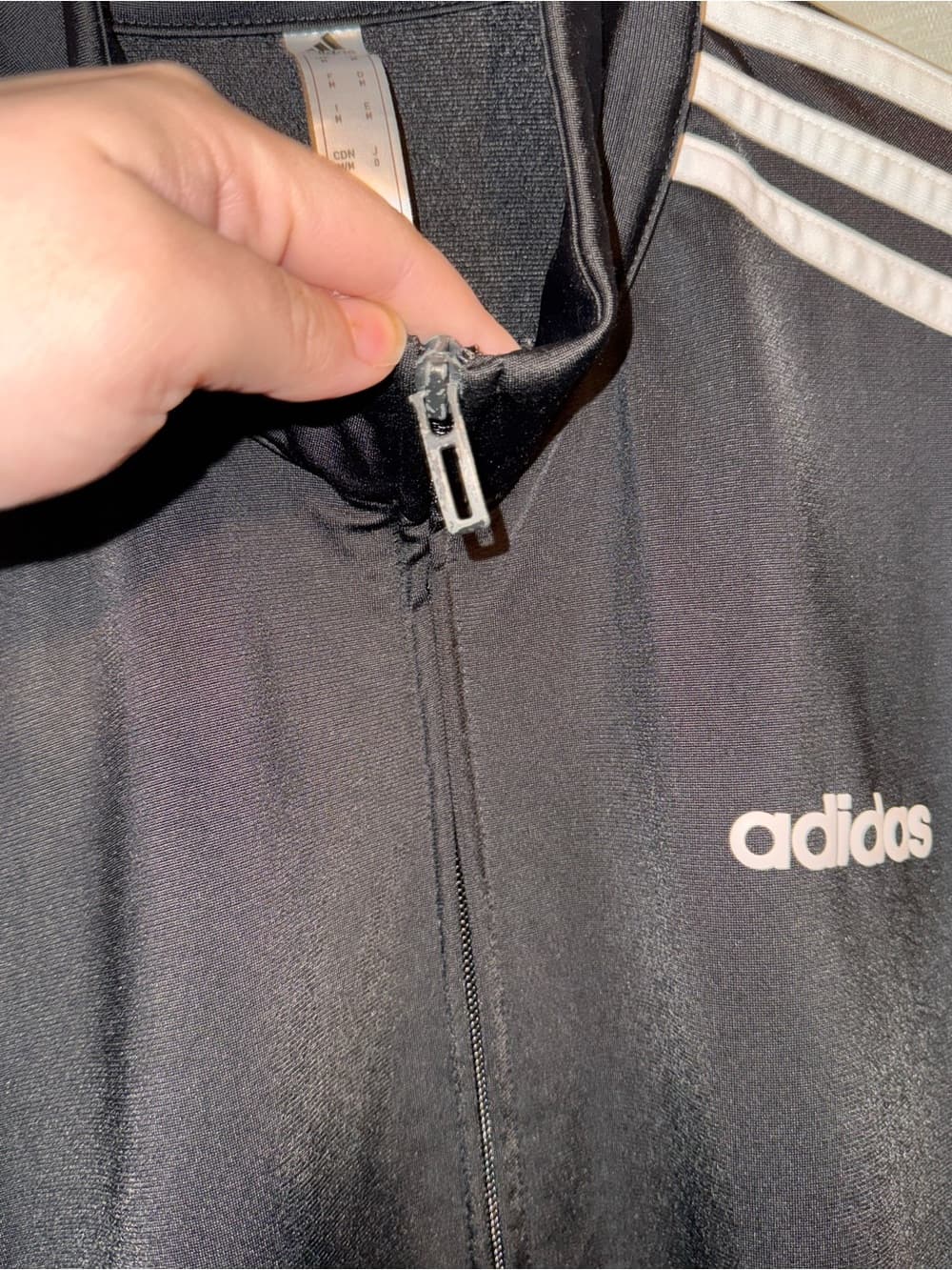 adidas Black Track Jacket medium with White Three-Stripes Athletic wear active - Thumbnail 2