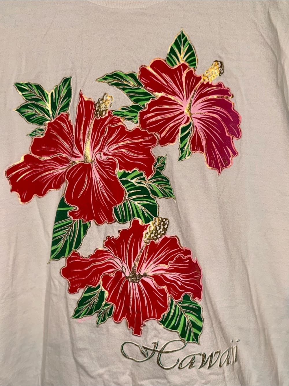 UNISEX Vintage 1994 White Hawaii T-Shirt with Hibiscus size XL souvenir shirt - Thumbnail 2