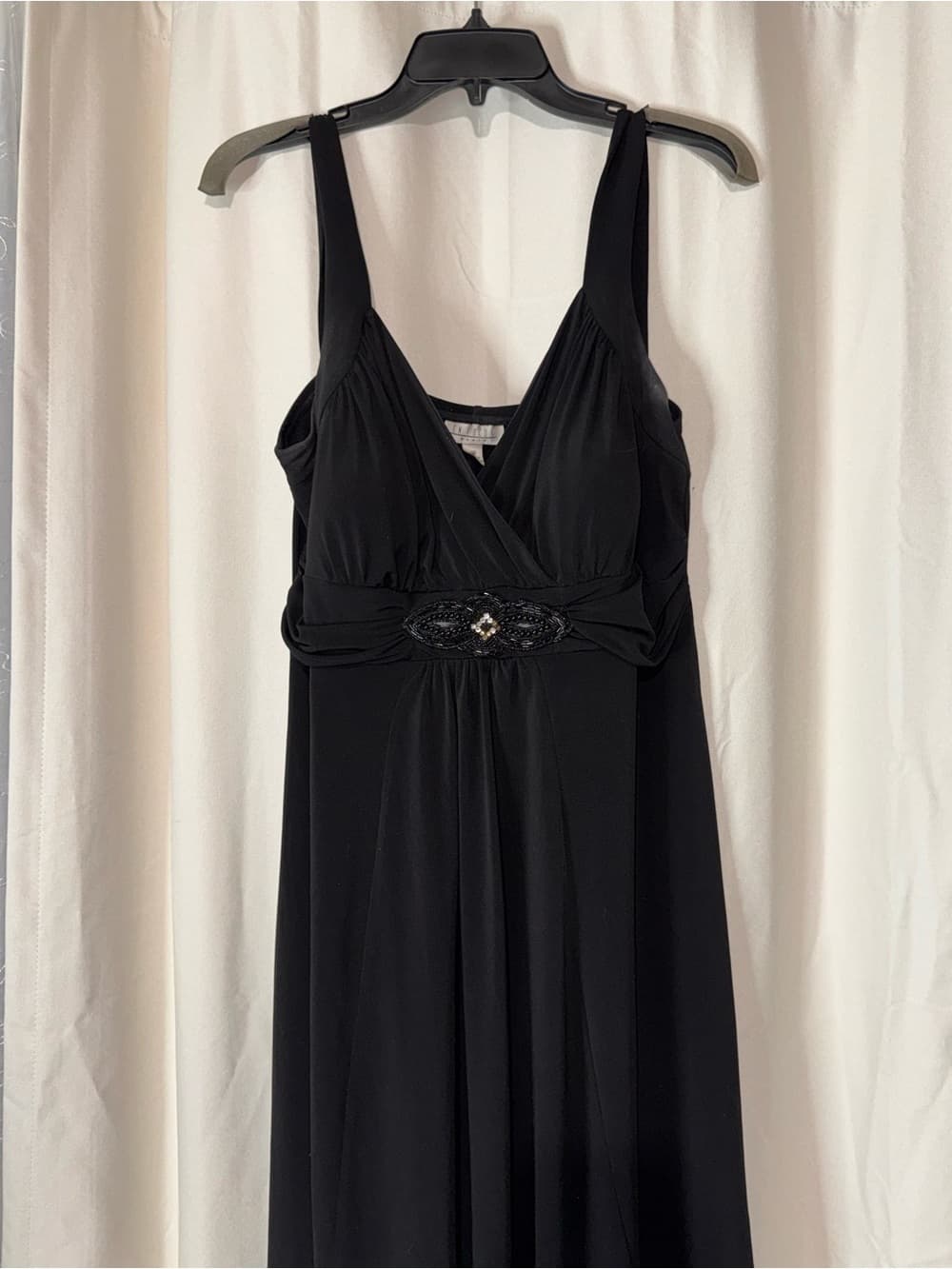 Y2K Black Beaded Empire Waist Dress - Women