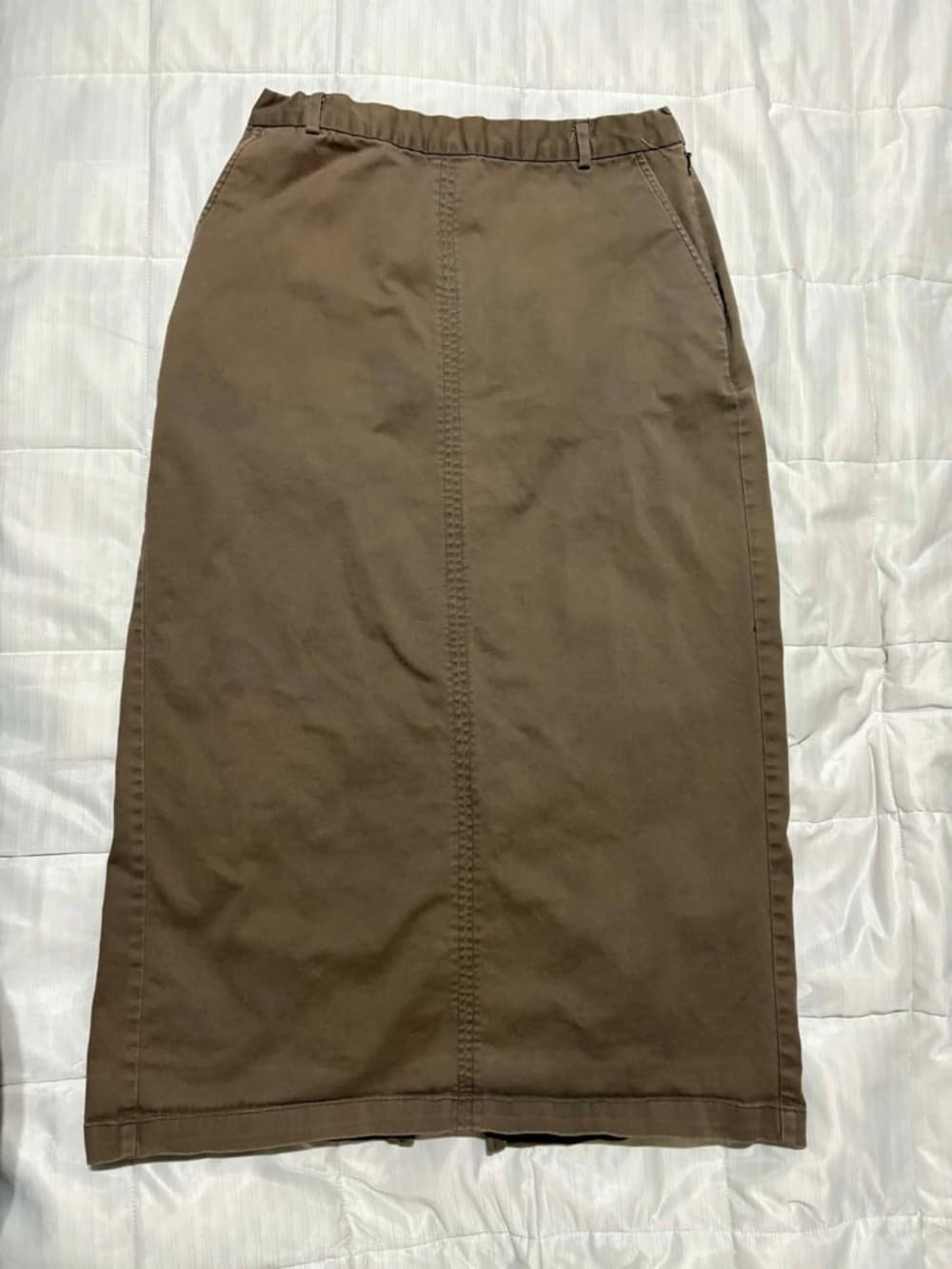 VTG Covington Brown Midi Skirt with Front Vent - Thumbnail 3