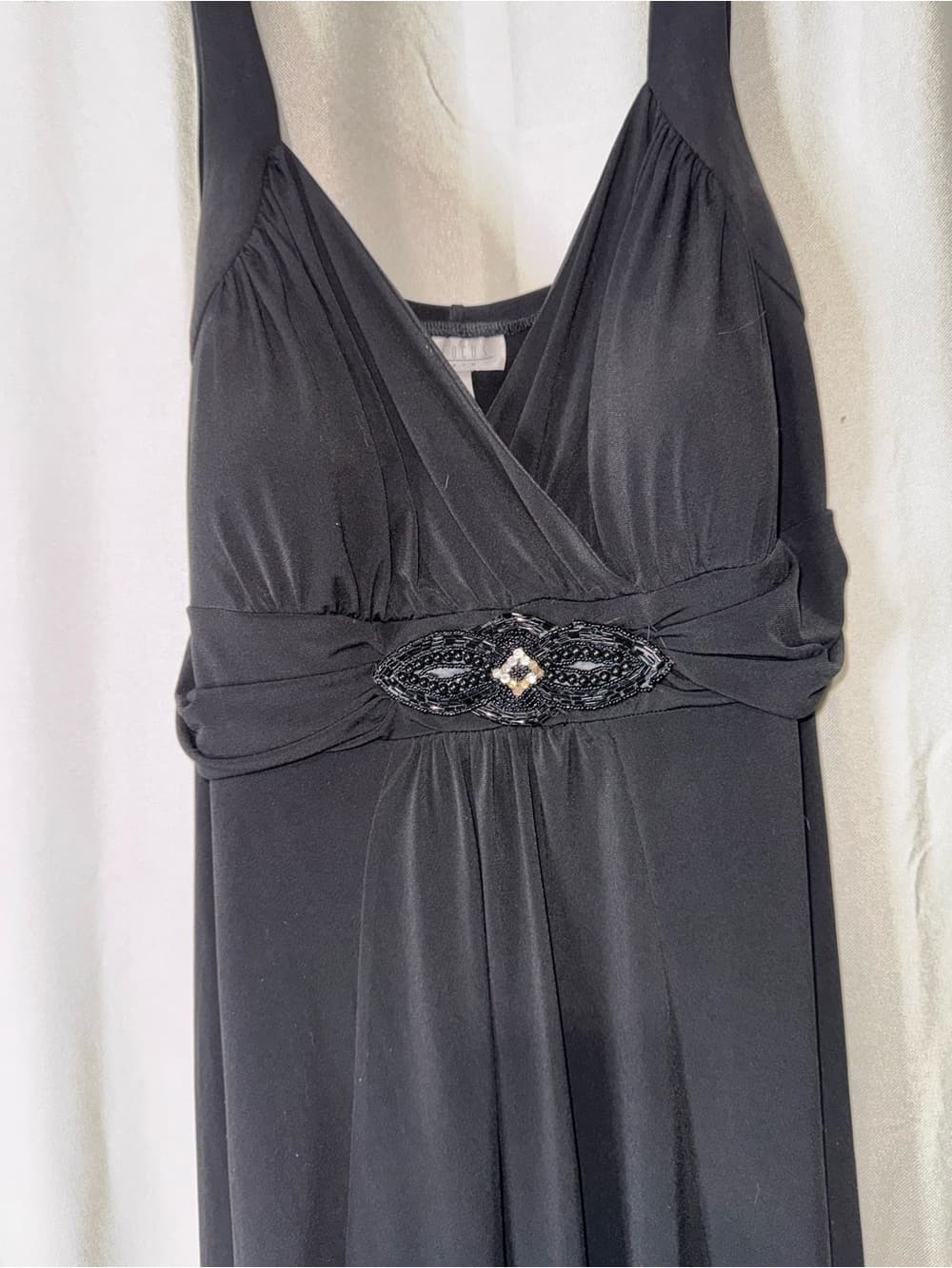 Y2K Black Beaded Empire Waist Dress - Women - Thumbnail 2