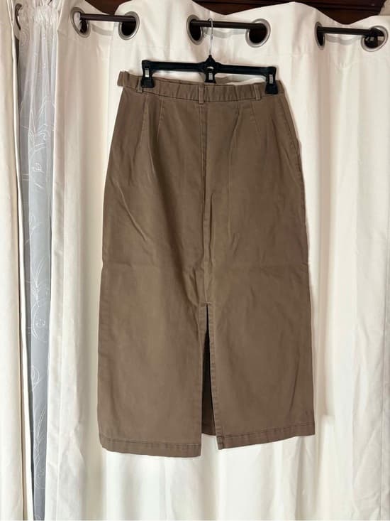 VTG Covington Brown Midi Skirt with Front Vent - Thumbnail 6