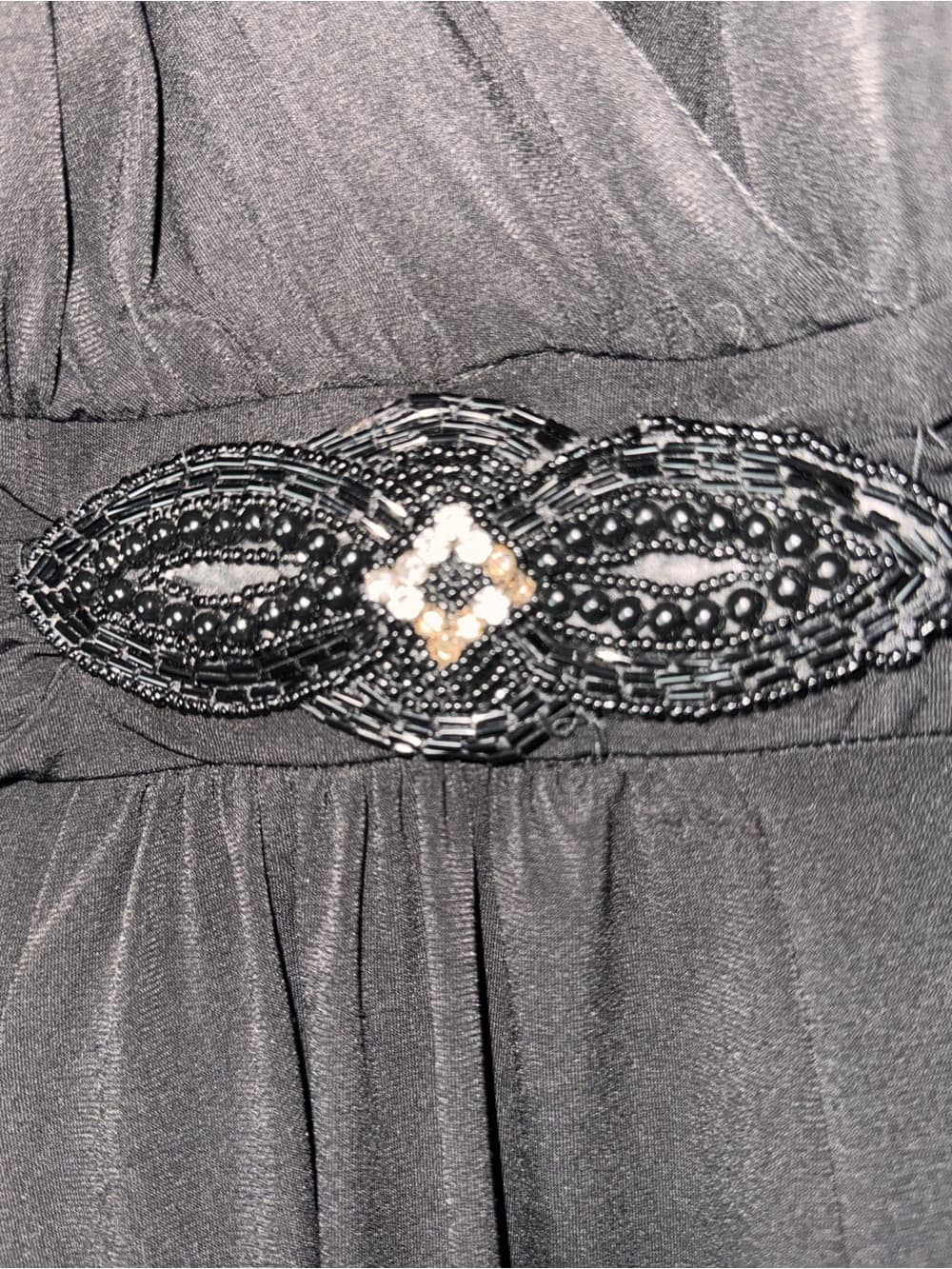 Y2K Black Beaded Empire Waist Dress - Women - Thumbnail 3