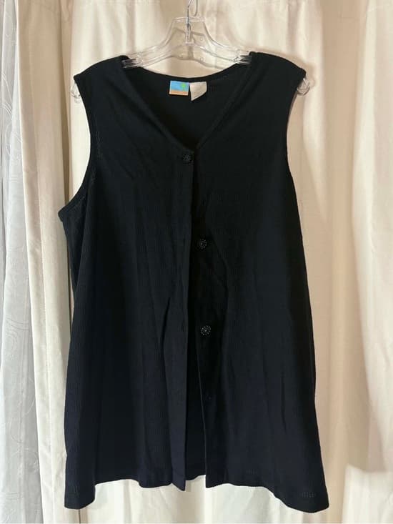 Y2K|90’s|Cotton|Polyester| Casual Sleeveless Button-Front Women's Top in Black - Thumbnail 4