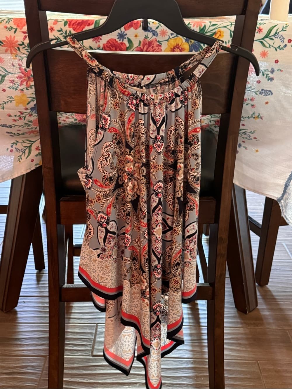 Cato Paisley Print Halter blouse in Gray, Navy & Pink