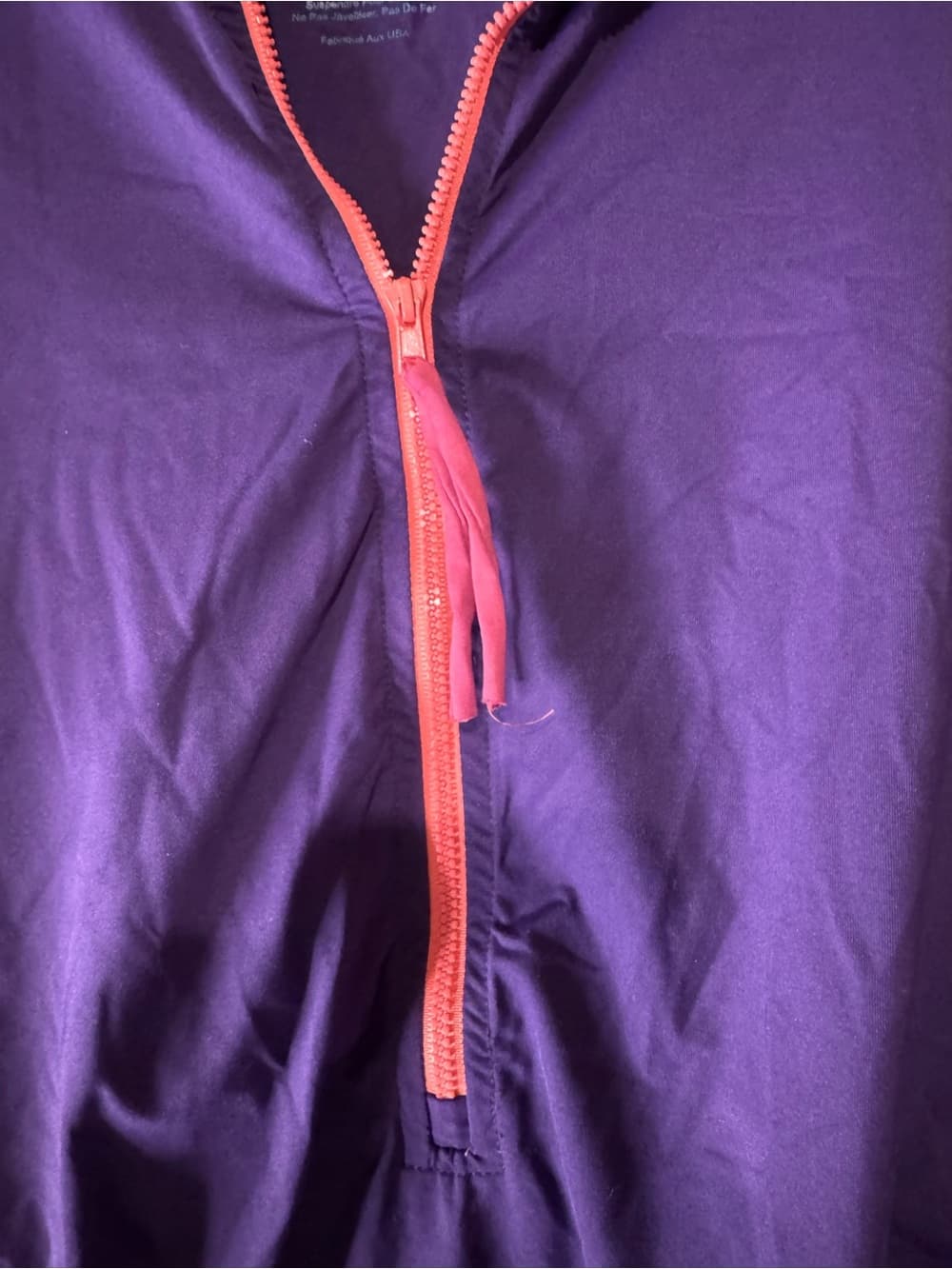 Purple Half-Zip Long Sleeve athletic work out Top with Pink Zip size large USA - Thumbnail 2