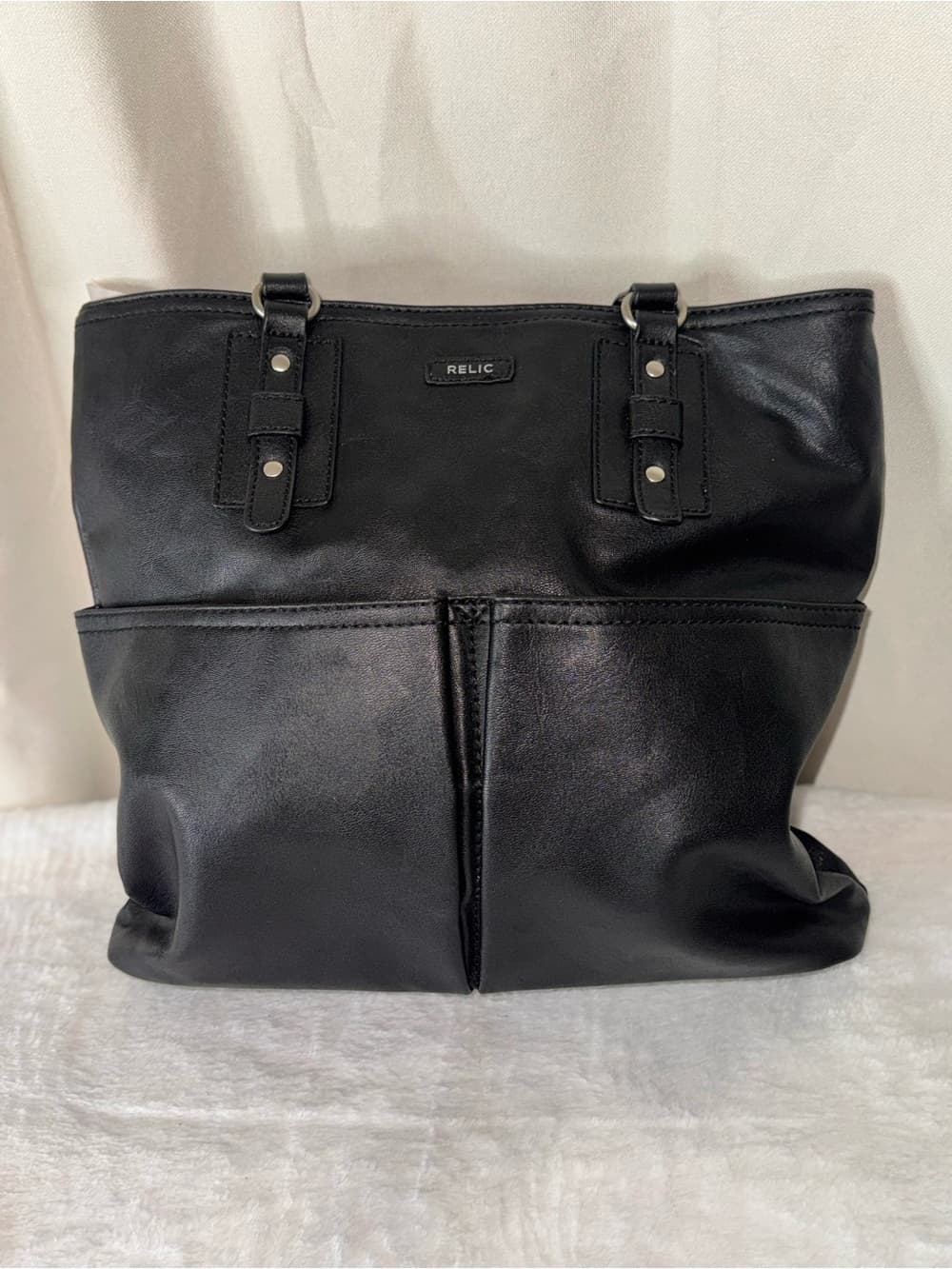 Relic Black Faux Leather Top-Handle Tote - Thumbnail 5